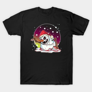 Dark Snowy Christmas Snowman T-Shirt